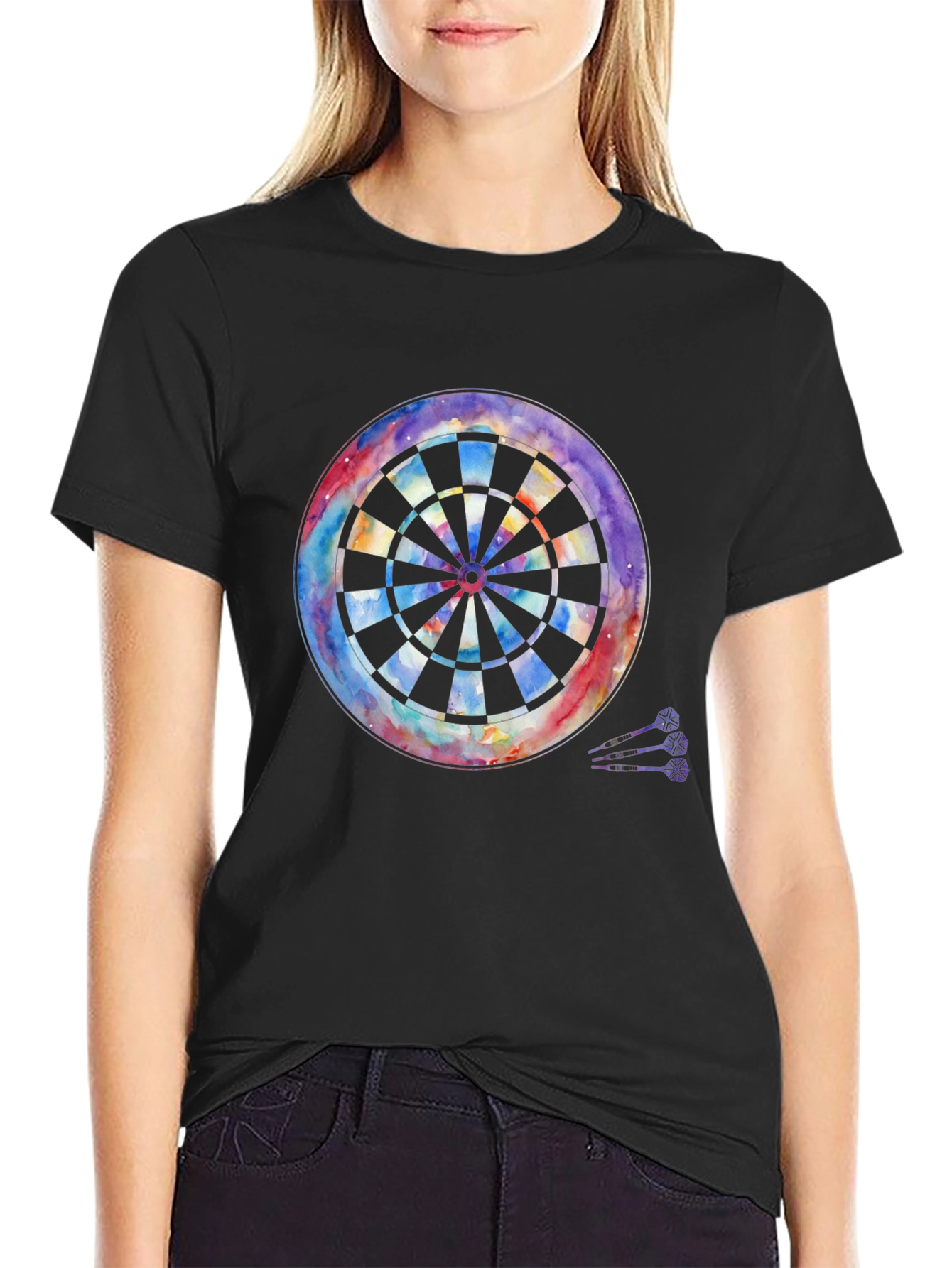 Watercolor Dartboard Graphic T-Shirt