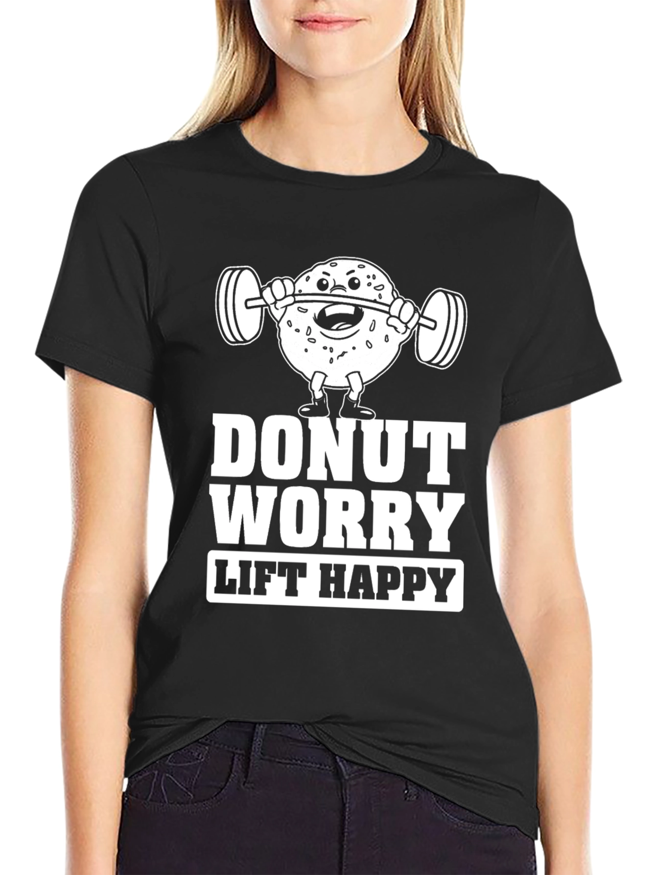 Donut Worry Lift Happy Graphic T-Shirt