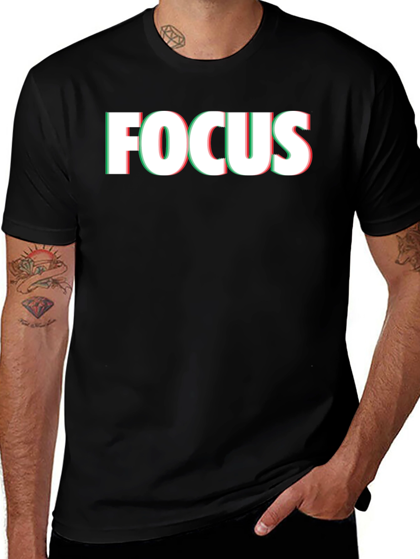 Focus Graphic Print Mens Black T-Shirt