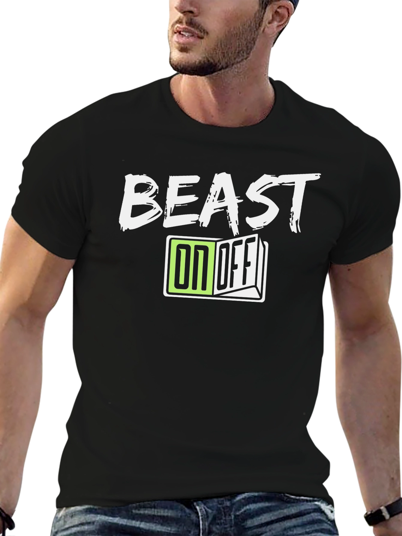 Beast On/Off Graphic Tee - Stylish Mens Black T-Shirt