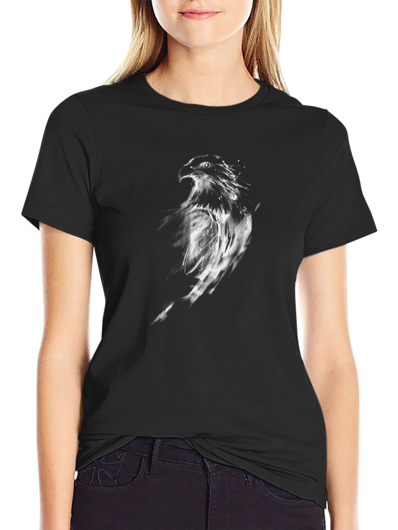 Black T-Shirt with Eagle Graphic