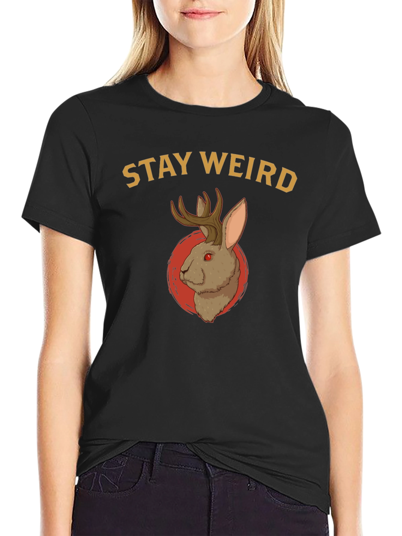 Stay Weird Jackalope T-Shirt - Novelty Graphic Tee