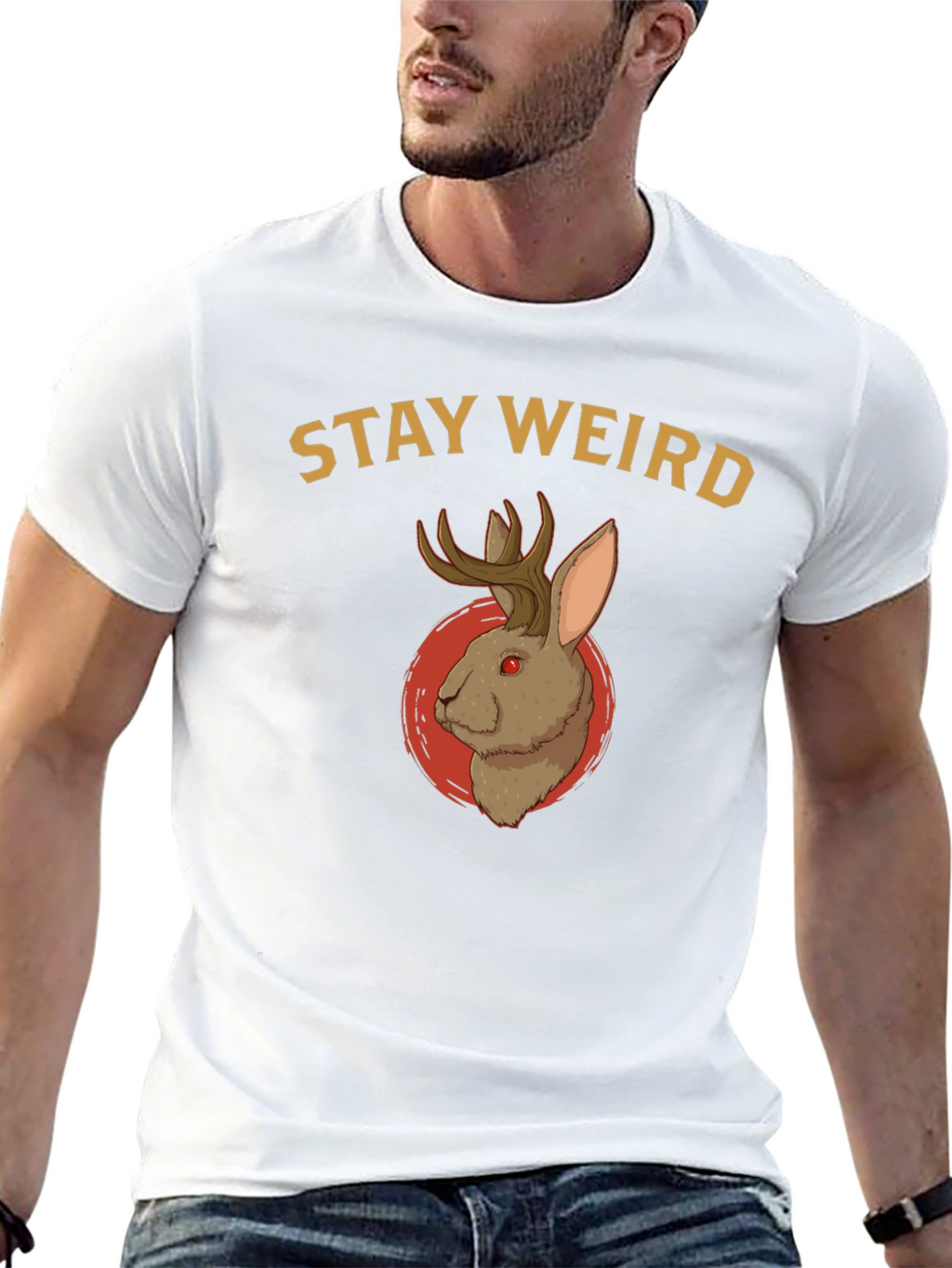 Stay Weird Jackalope T-Shirt - Novelty Graphic Tee