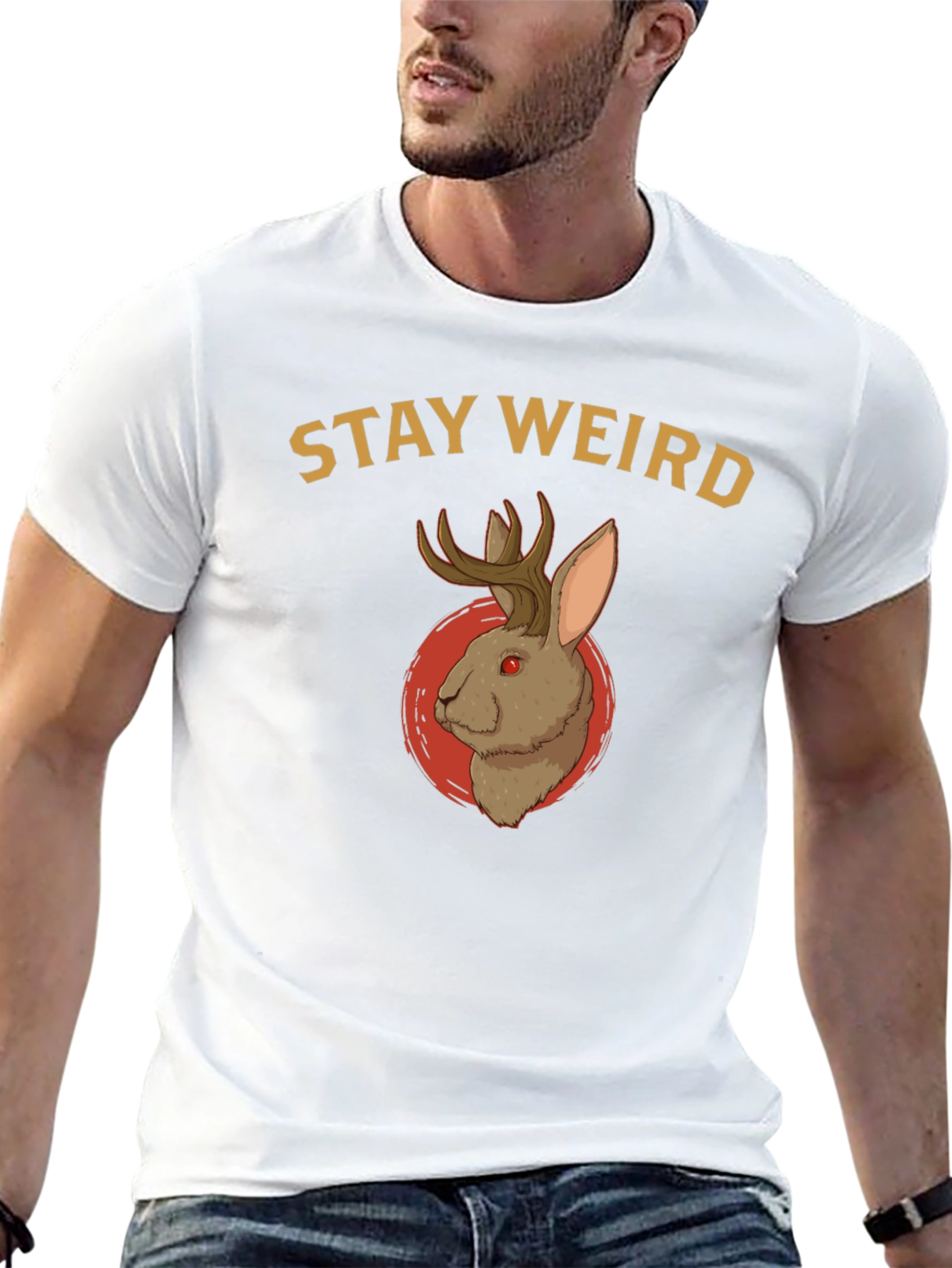 Stay Weird Jackalope T-Shirt - Novelty Graphic Tee