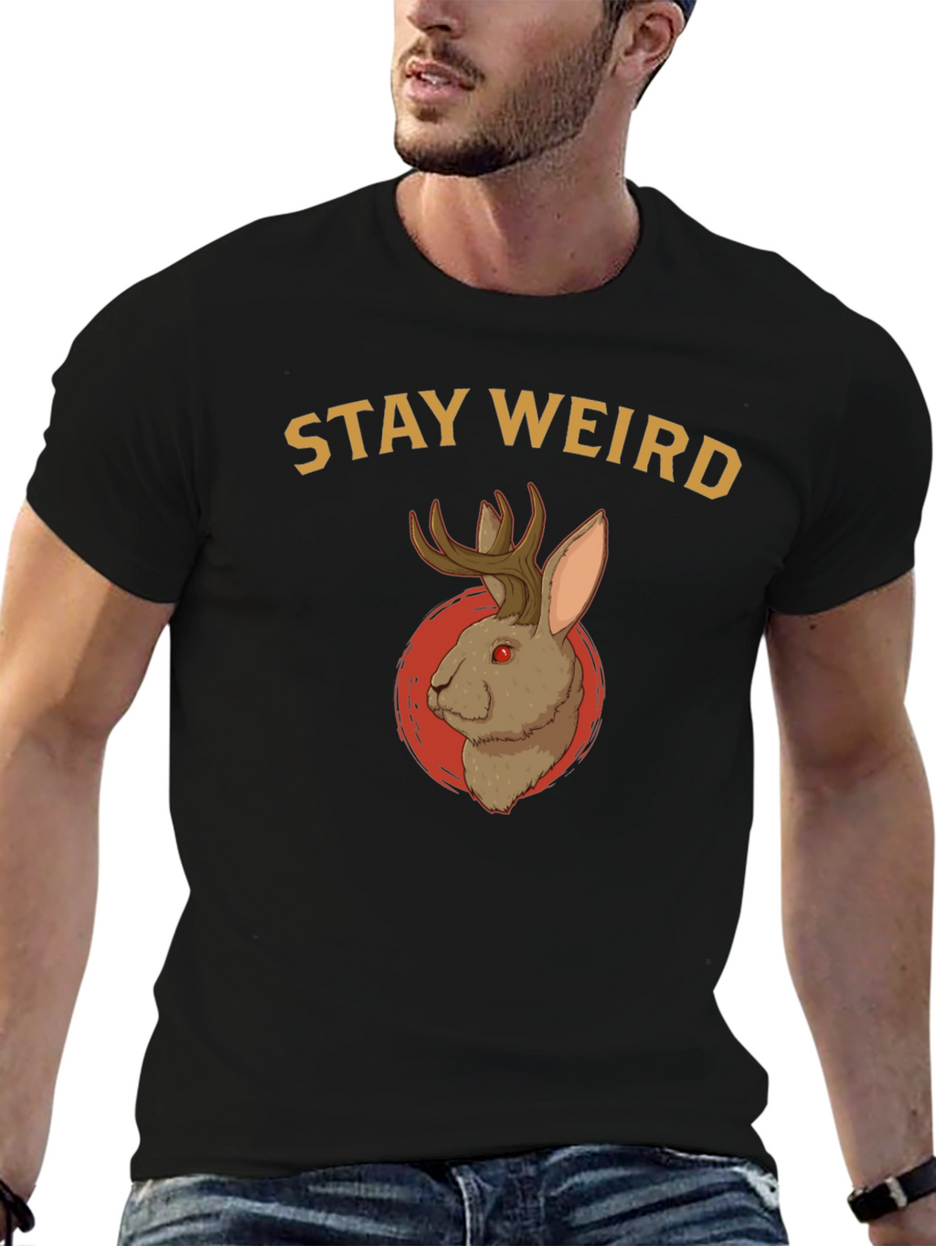 Stay Weird Jackalope T-Shirt - Novelty Graphic Tee