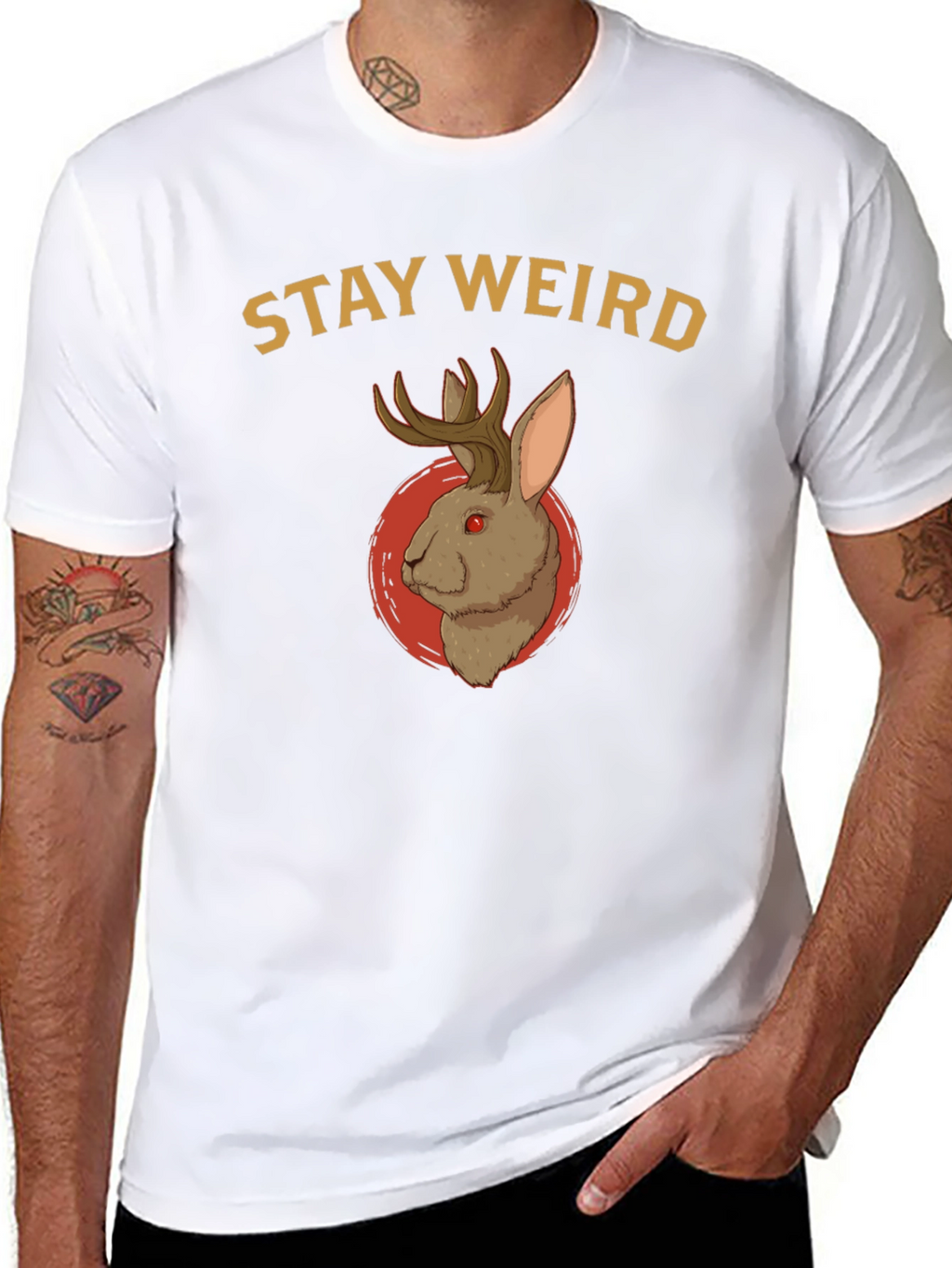 Stay Weird Jackalope T-Shirt - Novelty Graphic Tee