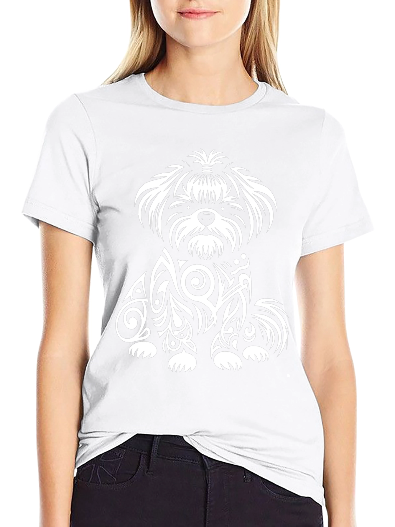 Dog Tribal Art T-Shirt - Black