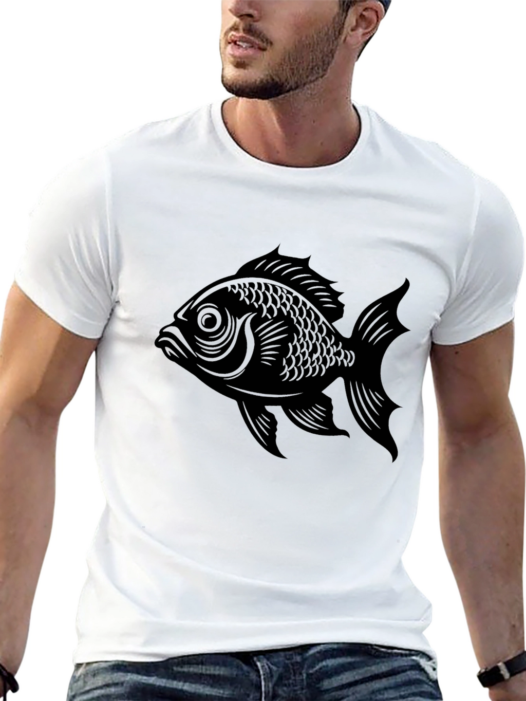Black Fish Graphic Tee - Mens Stylish Casual Shirt
