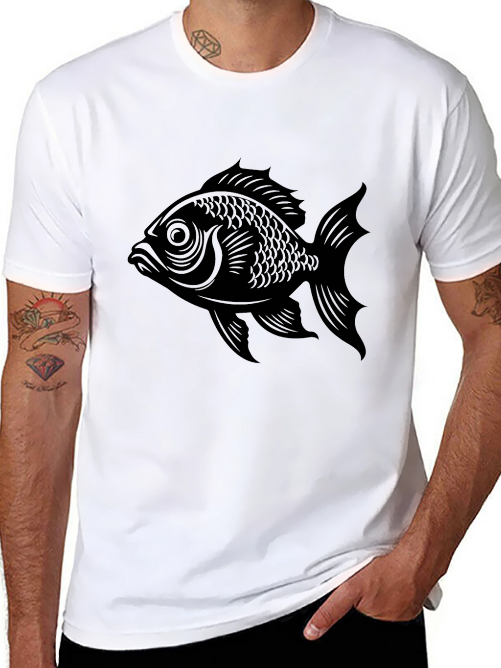 Black Fish Graphic Tee - Mens Stylish Casual Shirt