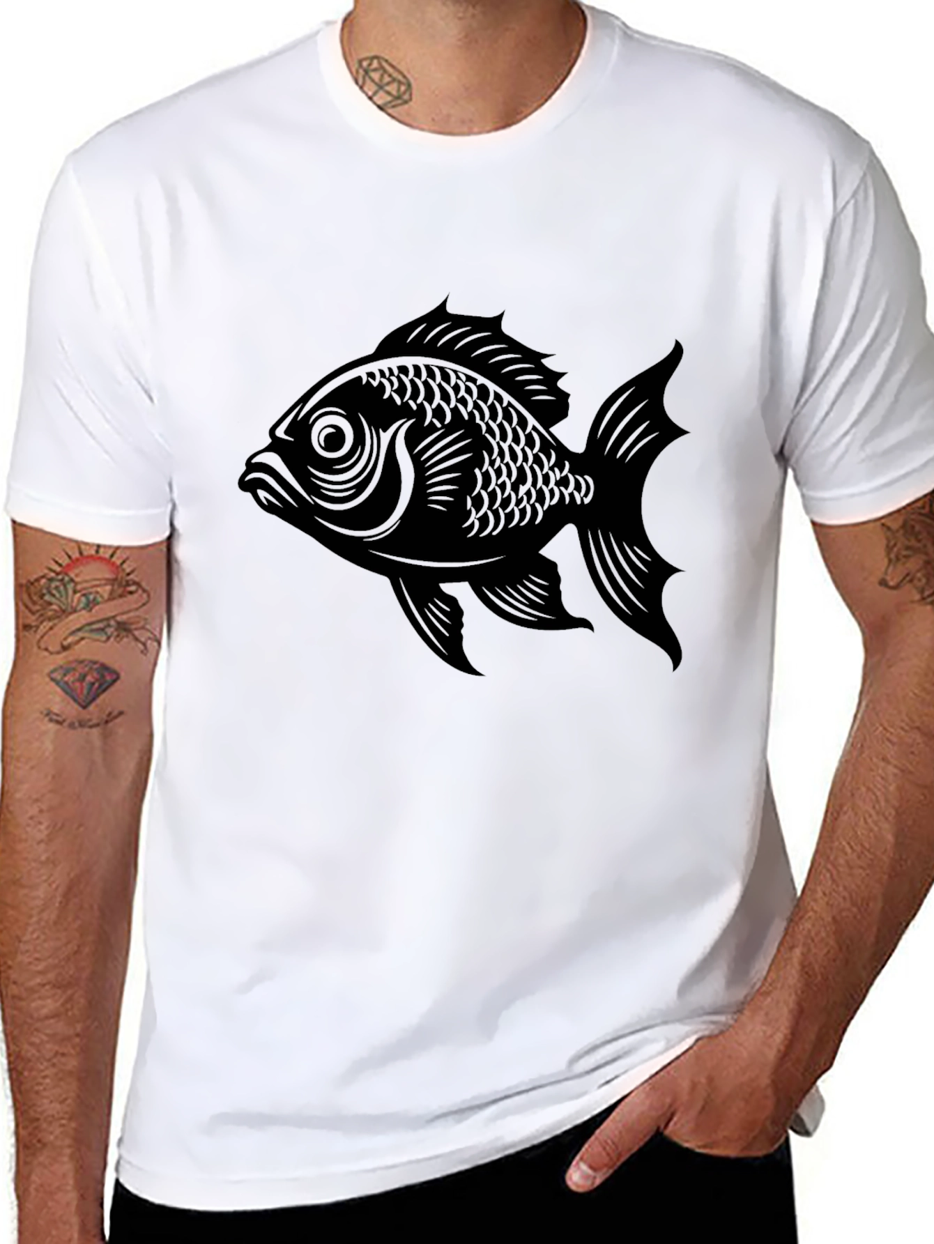 Black Fish Graphic Tee - Mens Stylish Casual Shirt