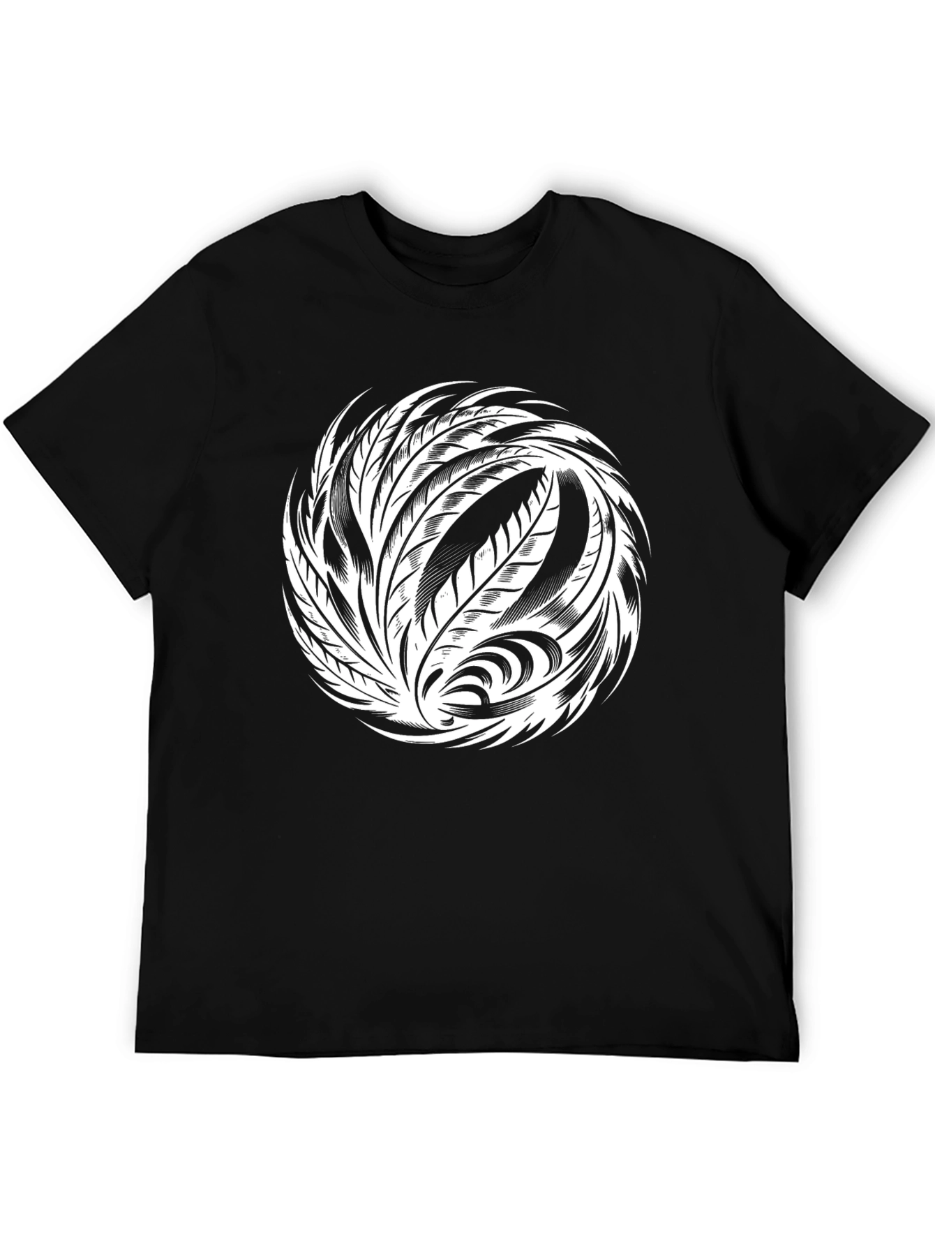 Tribal Feather Graphic Black T-Shirt
