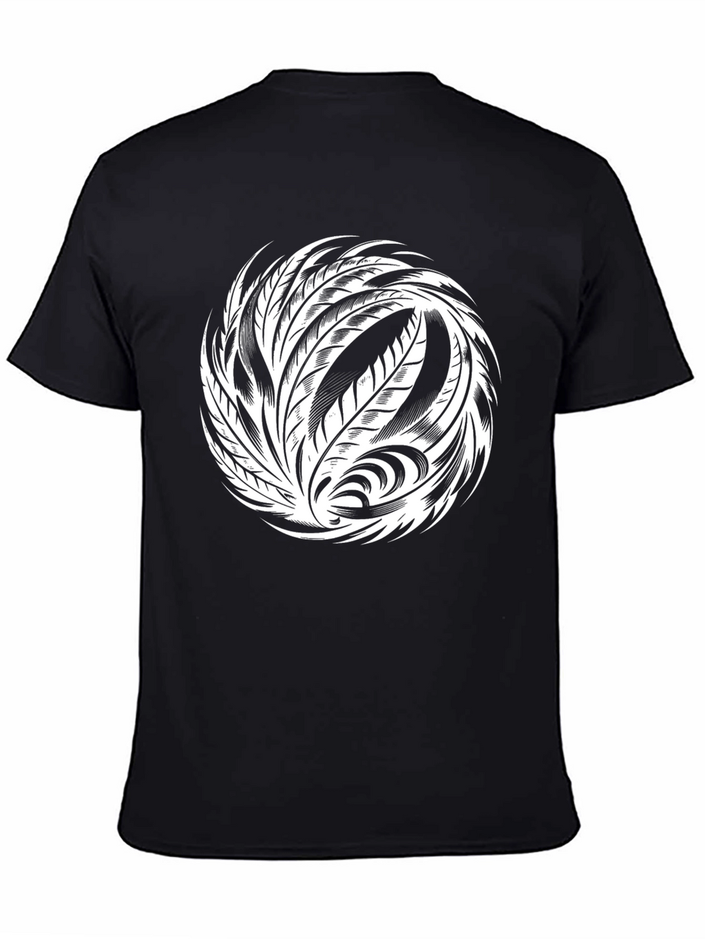 Tribal Feather Graphic Black T-Shirt