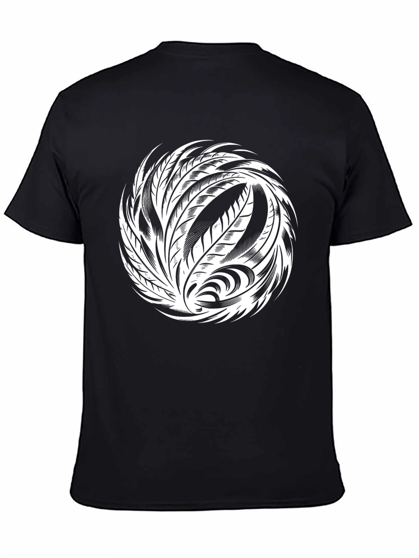 Tribal Feather Graphic Black T-Shirt
