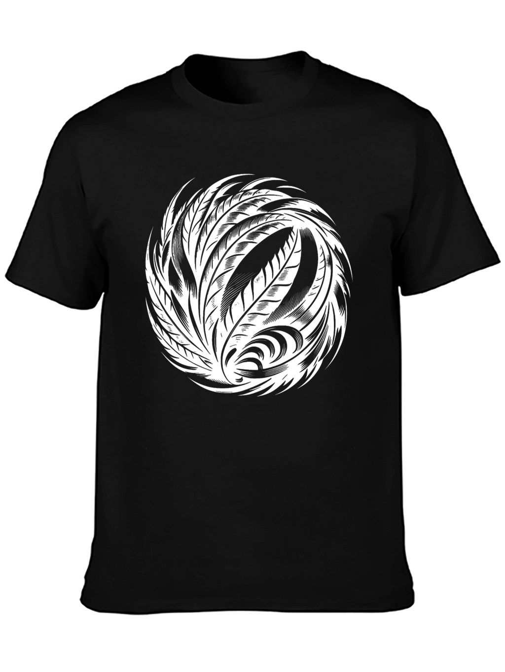 Tribal Feather Graphic Black T-Shirt
