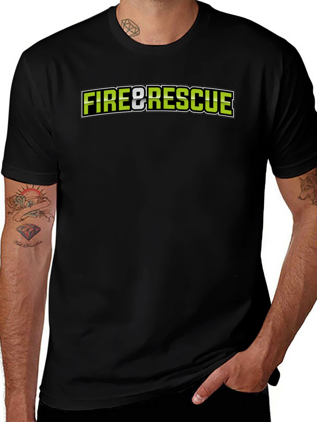 Fire & Rescue Black Graphic T-Shirt