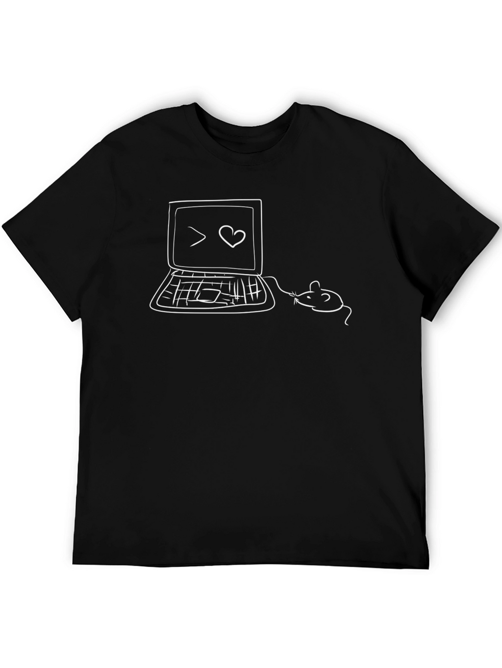 Black T-Shirt with Computer and Mouse Graphic