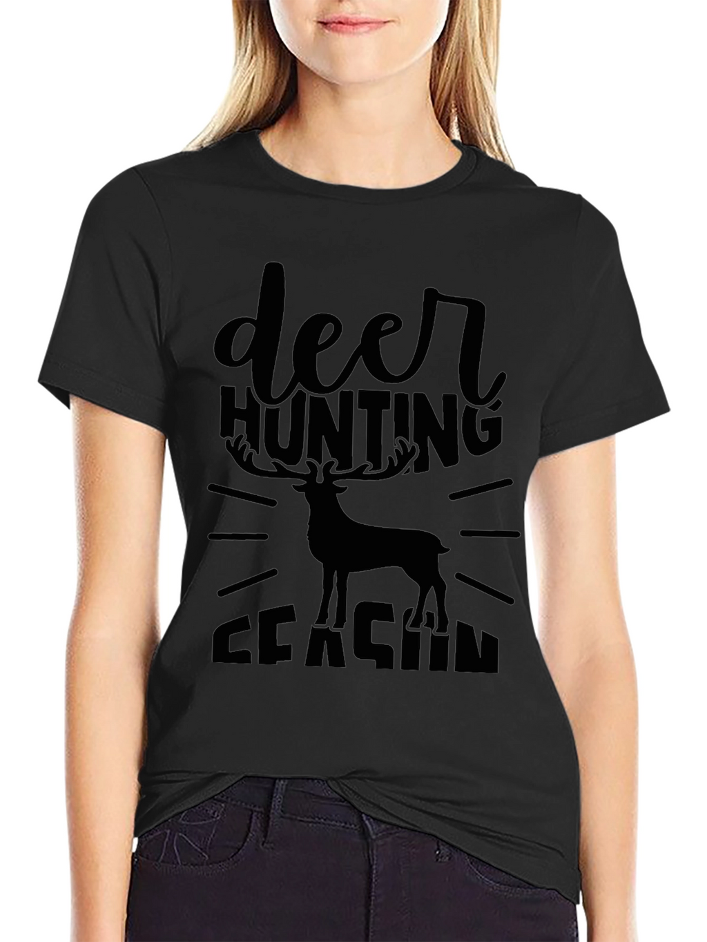 Deer Hunting Season Graphic Tee - Black