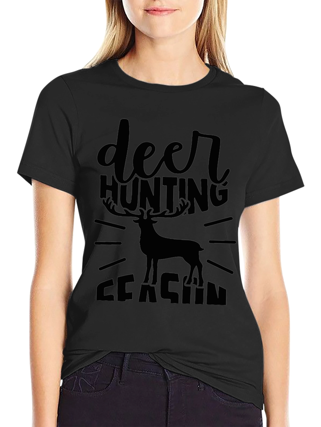 Deer Hunting Season Graphic Tee - Black