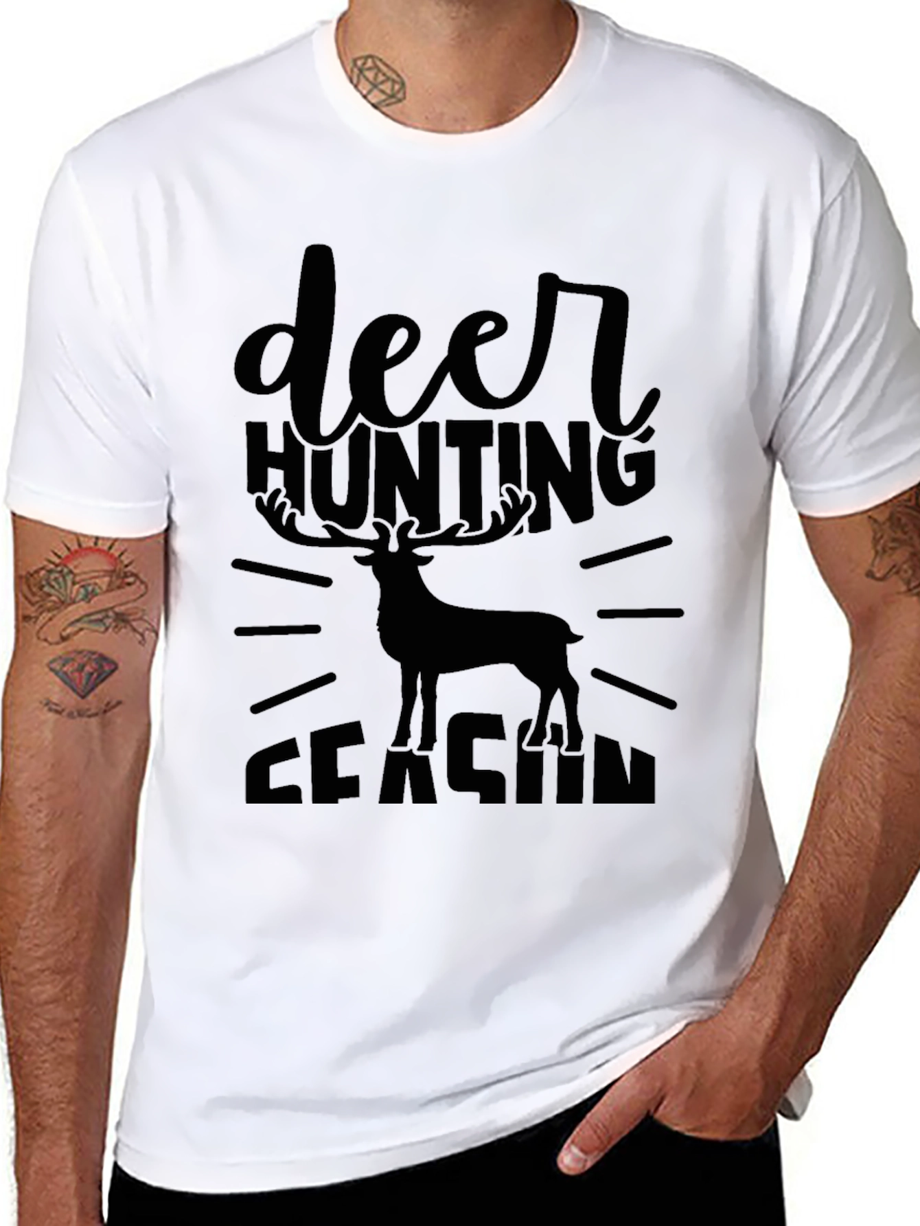 Deer Hunting Season Graphic Tee - Black