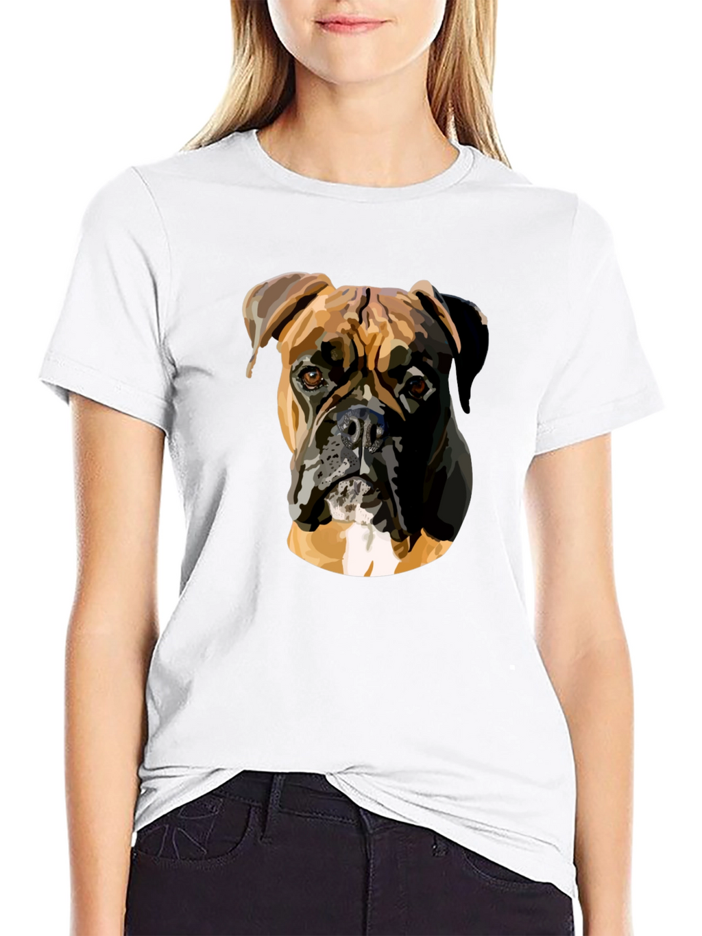Boxer Dog Graphic Print Black T-Shirt