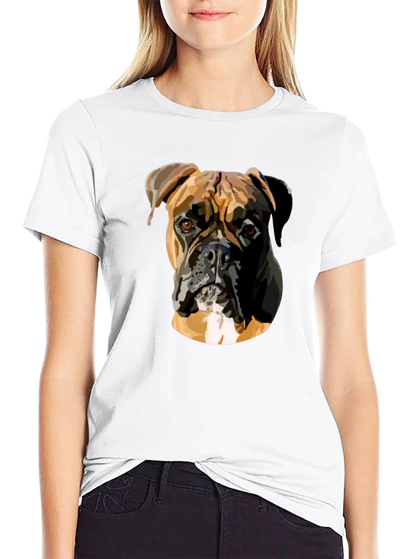Boxer Dog Graphic Print Black T-Shirt