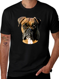 Boxer Dog Graphic Print Black T-Shirt