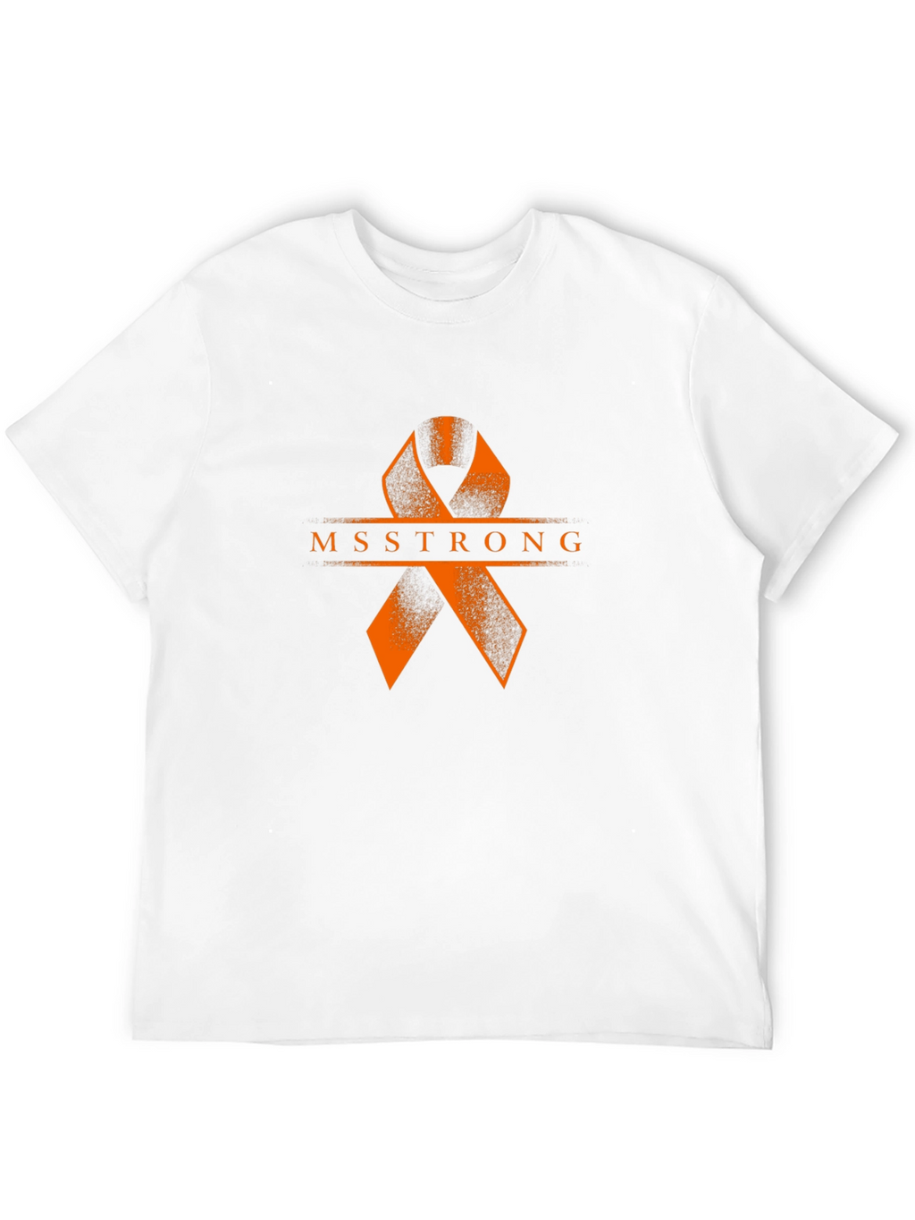 MS Strong Black Tee: Orange Ribbon Design