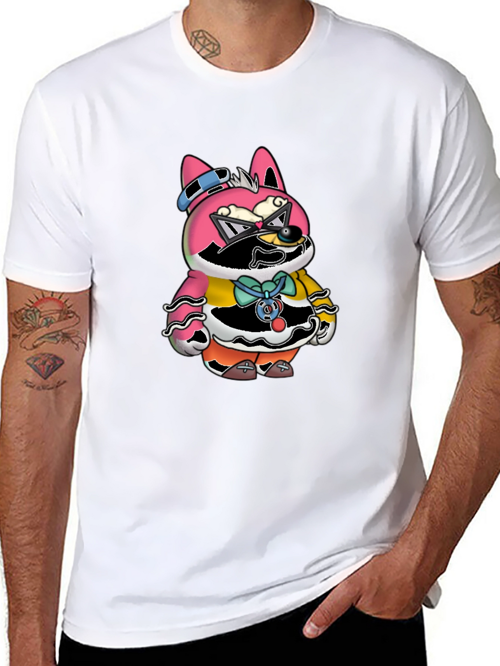 Funky Animal Graphic Tee - Unisex Black Cotton T-Shirt