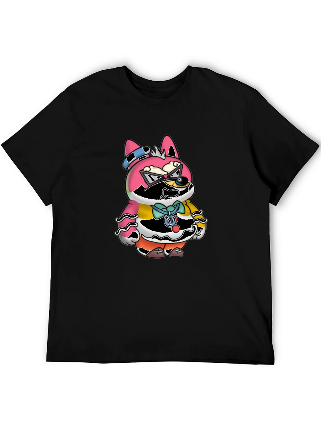 Funky Animal Graphic Tee - Unisex Black Cotton T-Shirt