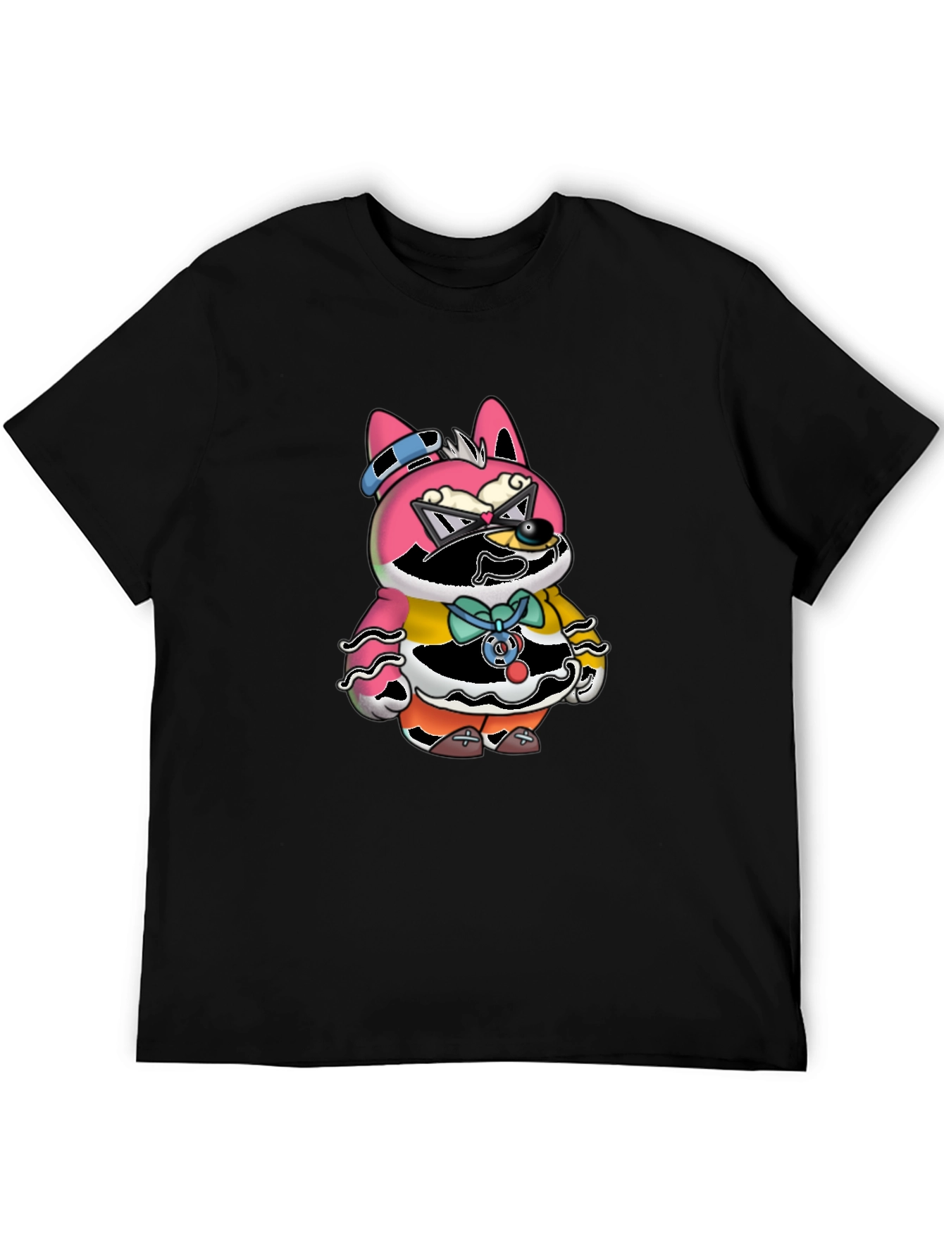 Funky Animal Graphic Tee - Unisex Black Cotton T-Shirt