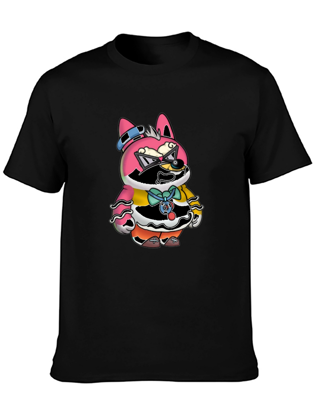 Funky Animal Graphic Tee - Unisex Black Cotton T-Shirt