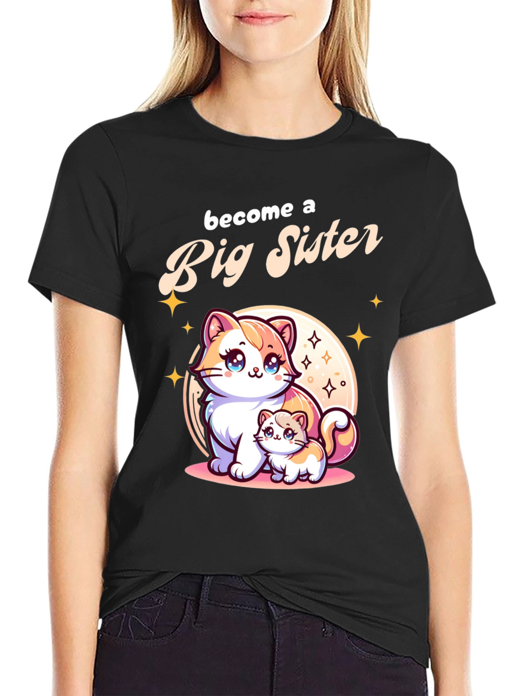 Big Sister Announcement T-Shirt with Cute Cats