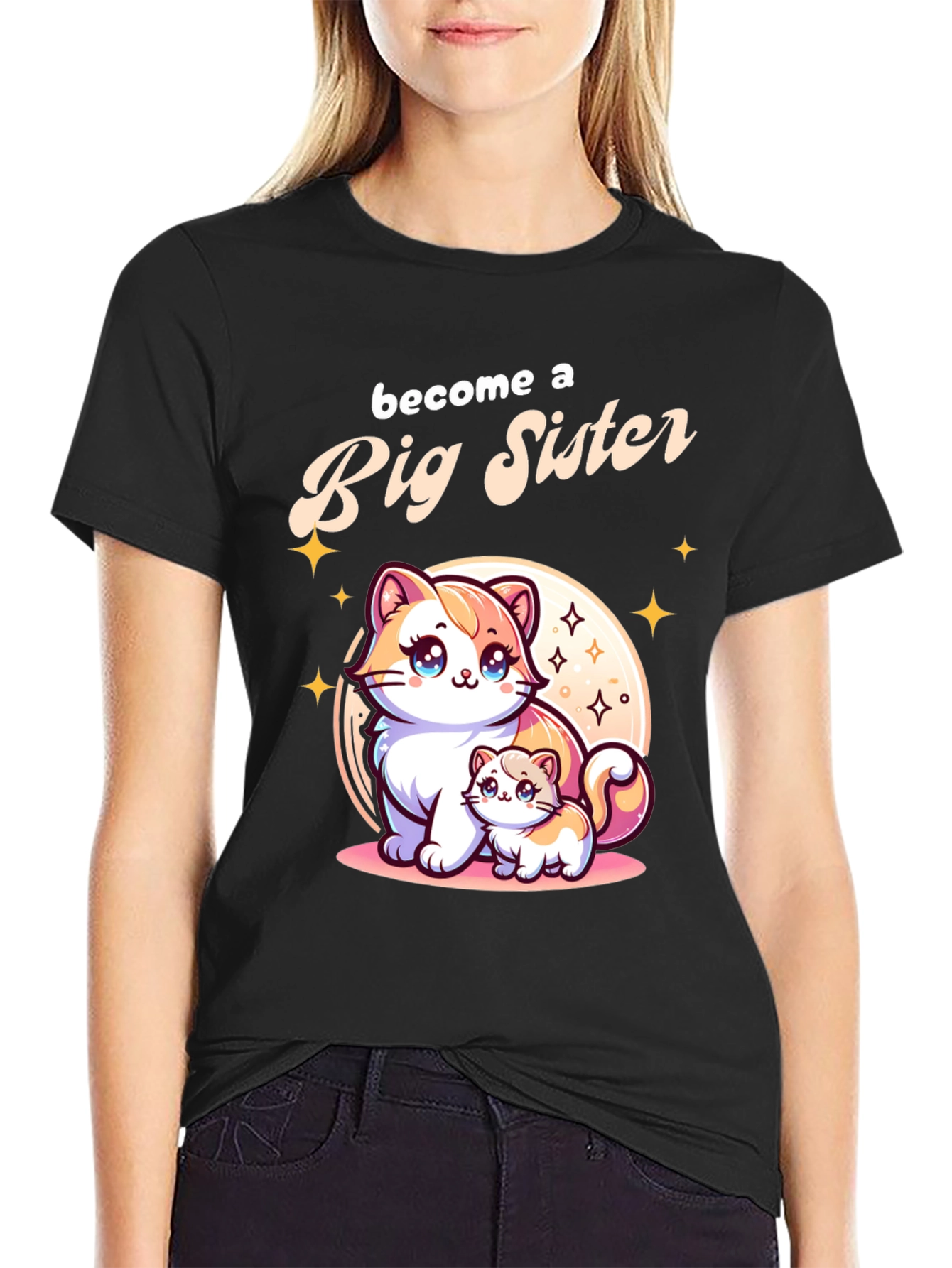 Big Sister Announcement T-Shirt with Cute Cats