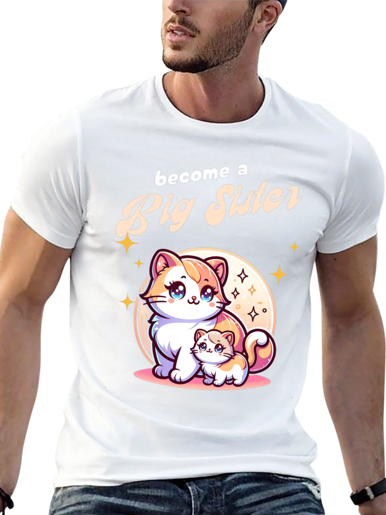 Big Sister Announcement T-Shirt with Cute Cats