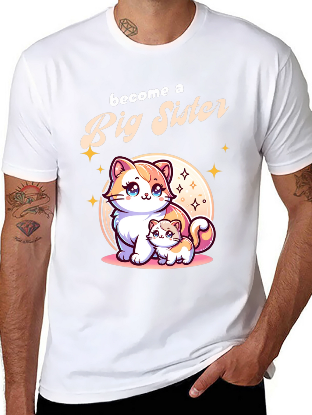Big Sister Announcement T-Shirt with Cute Cats