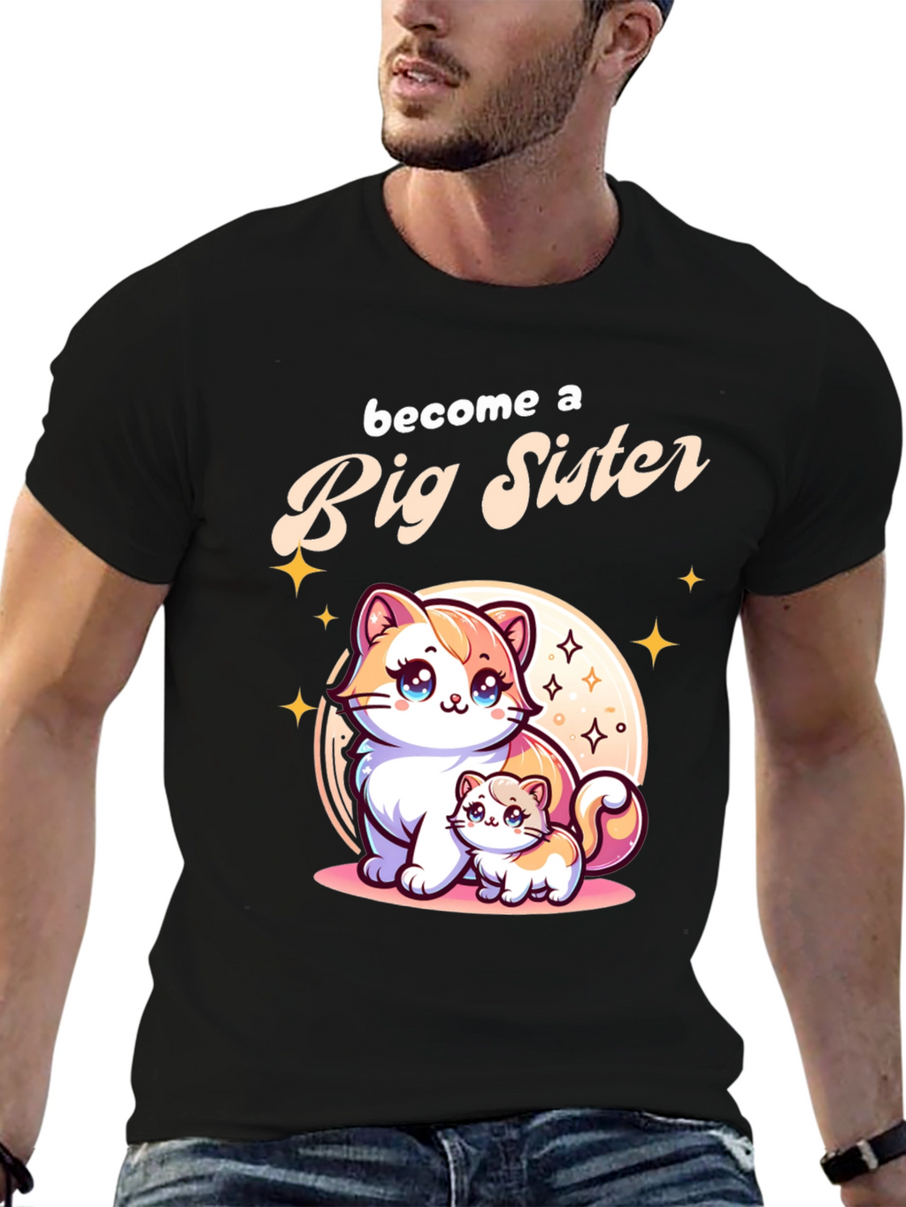 Big Sister Announcement T-Shirt with Cute Cats