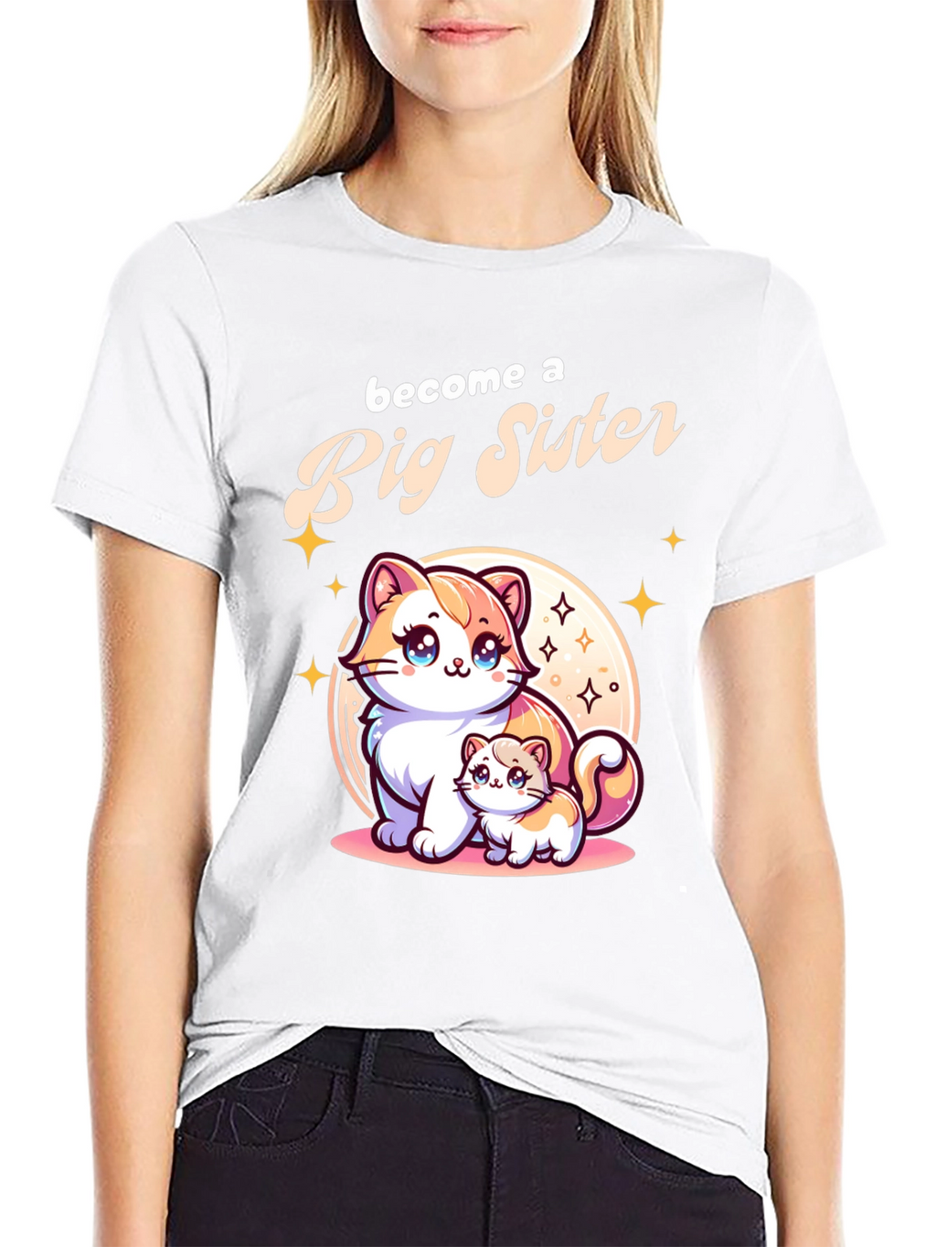 Big Sister Announcement T-Shirt with Cute Cats