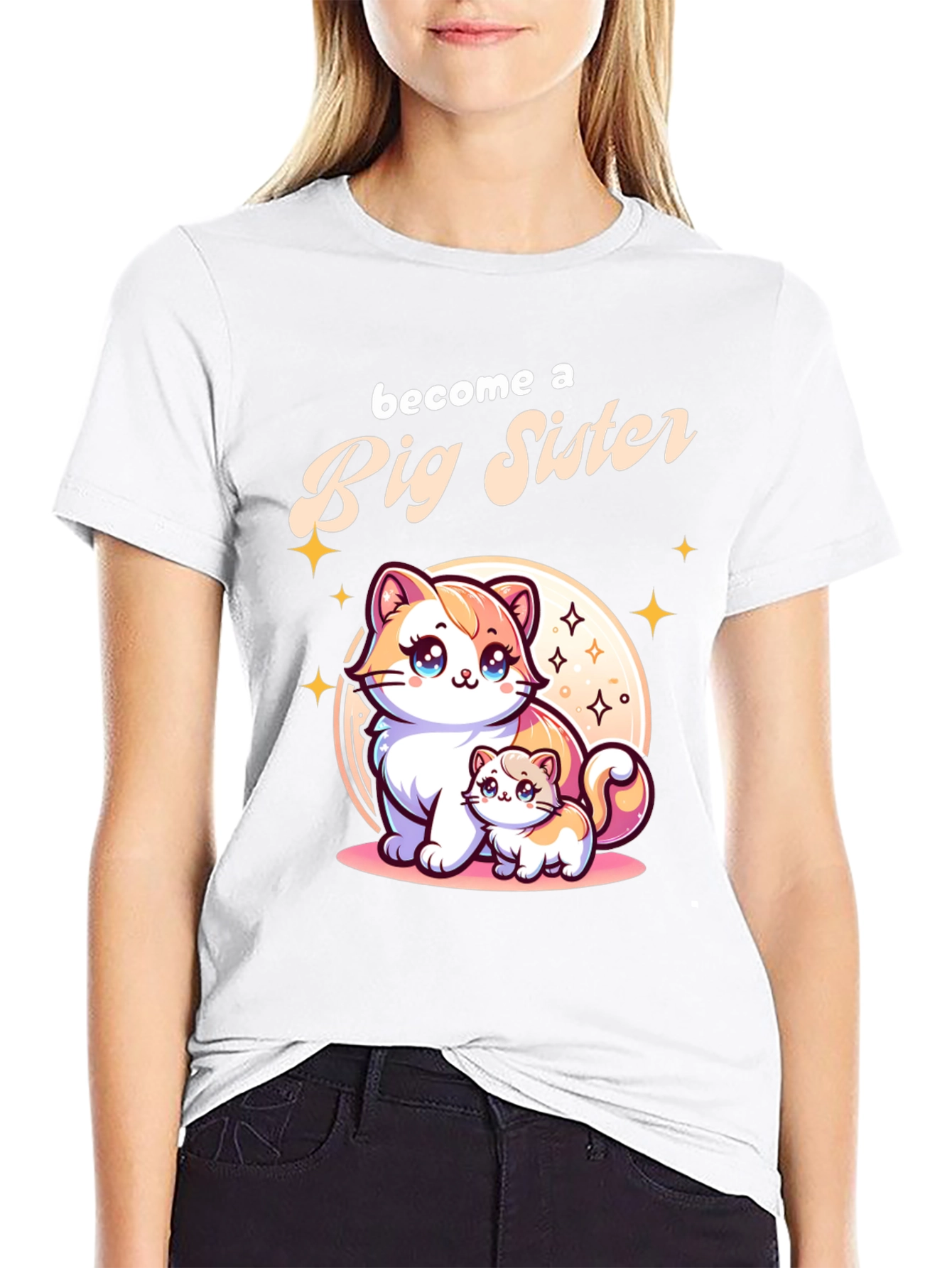 Big Sister Announcement T-Shirt with Cute Cats
