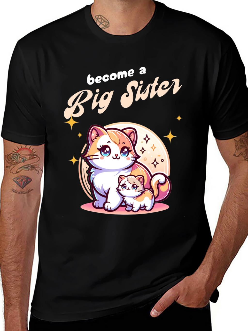 Big Sister Announcement T-Shirt with Cute Cats