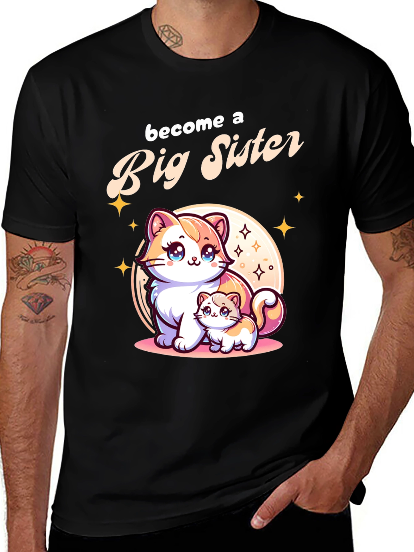 Big Sister Announcement T-Shirt with Cute Cats