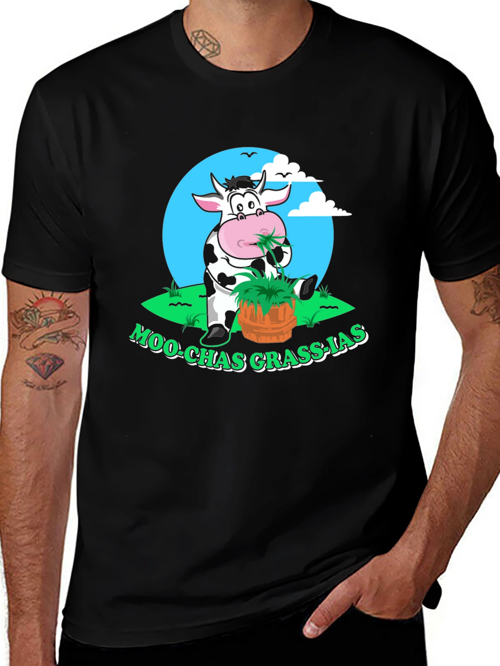 Moo-chas Grass-ias Funny Cow Graphic Tee