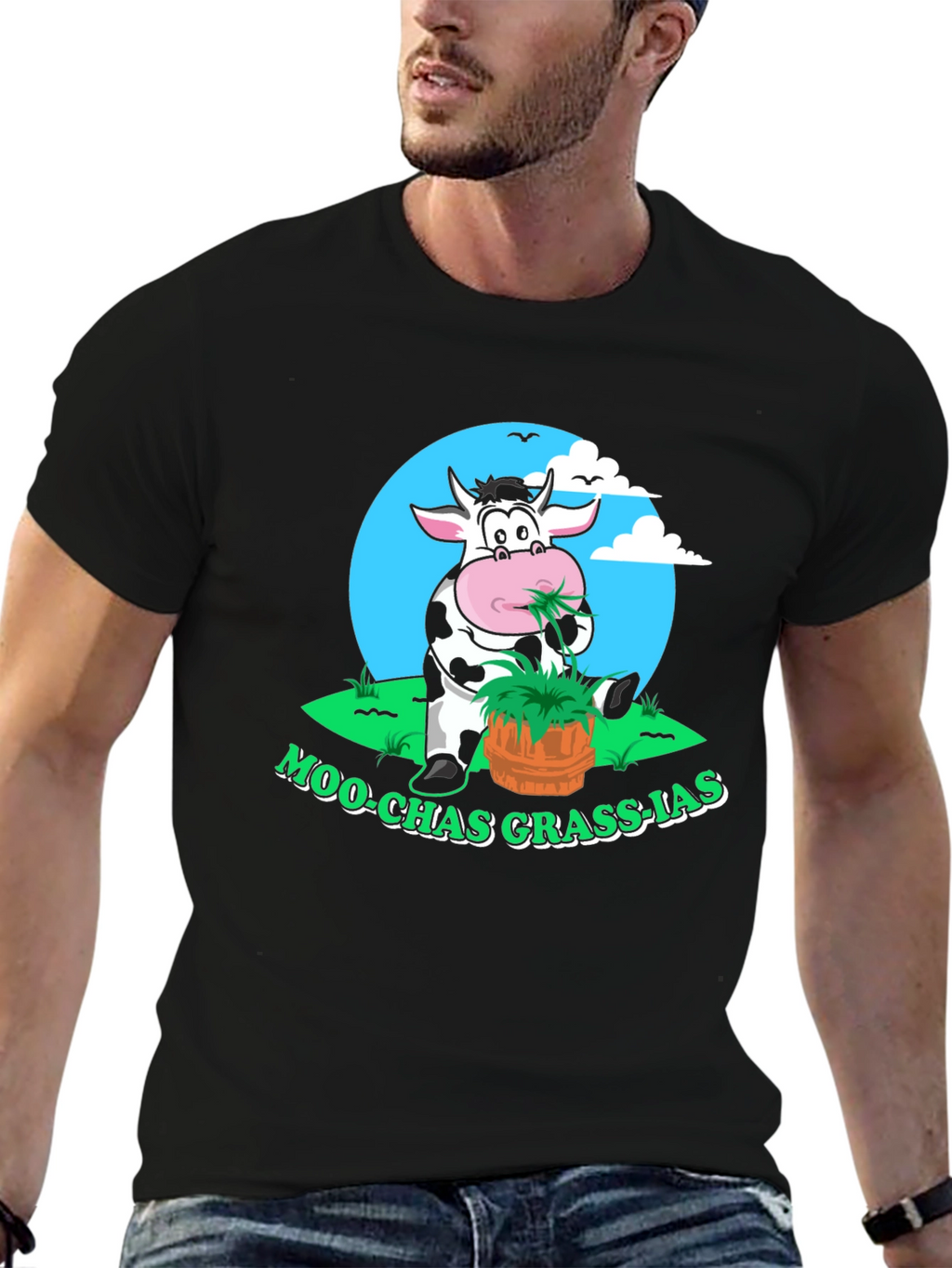 Moo-chas Grass-ias Funny Cow Graphic Tee