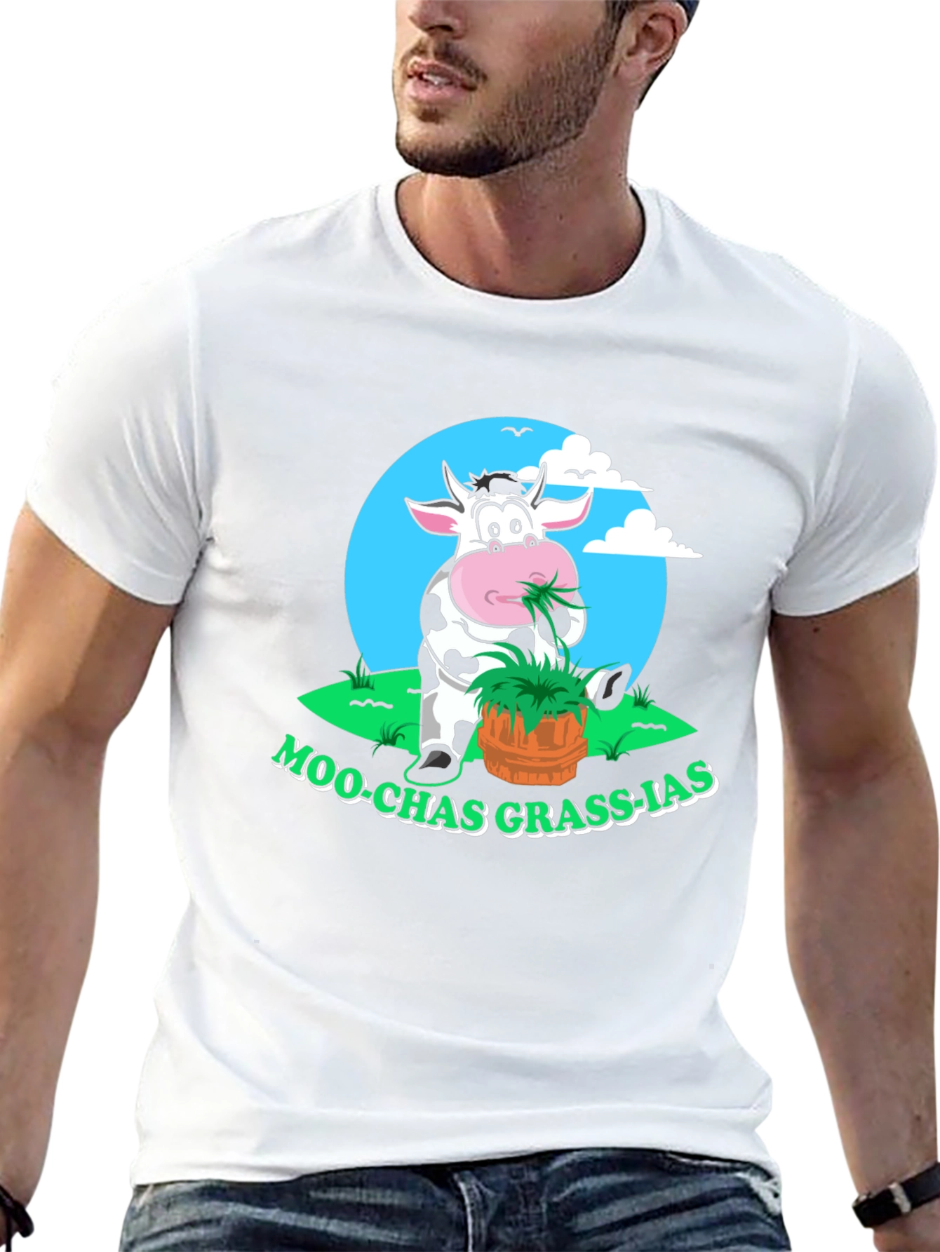Moo-chas Grass-ias Funny Cow Graphic Tee