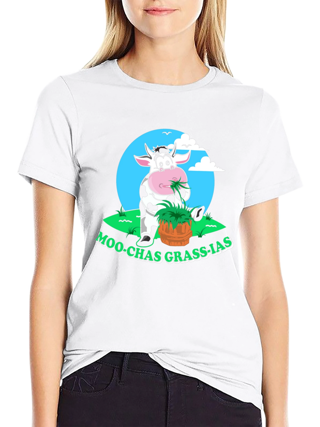 Moo-chas Grass-ias Funny Cow Graphic Tee