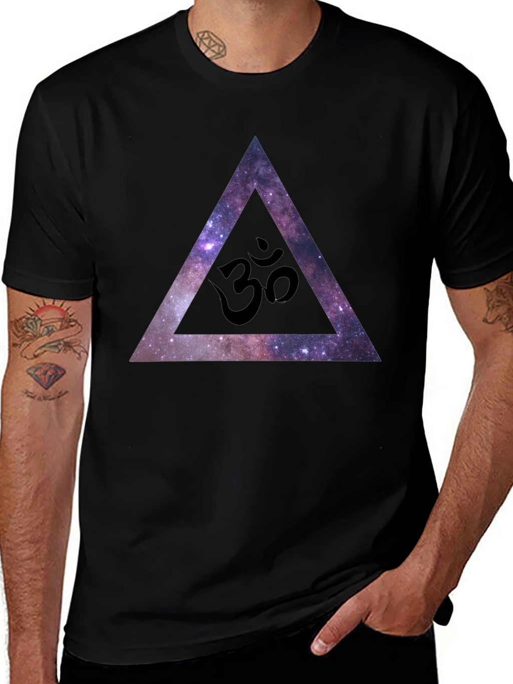 Cosmic Om Triangle Black T-Shirt