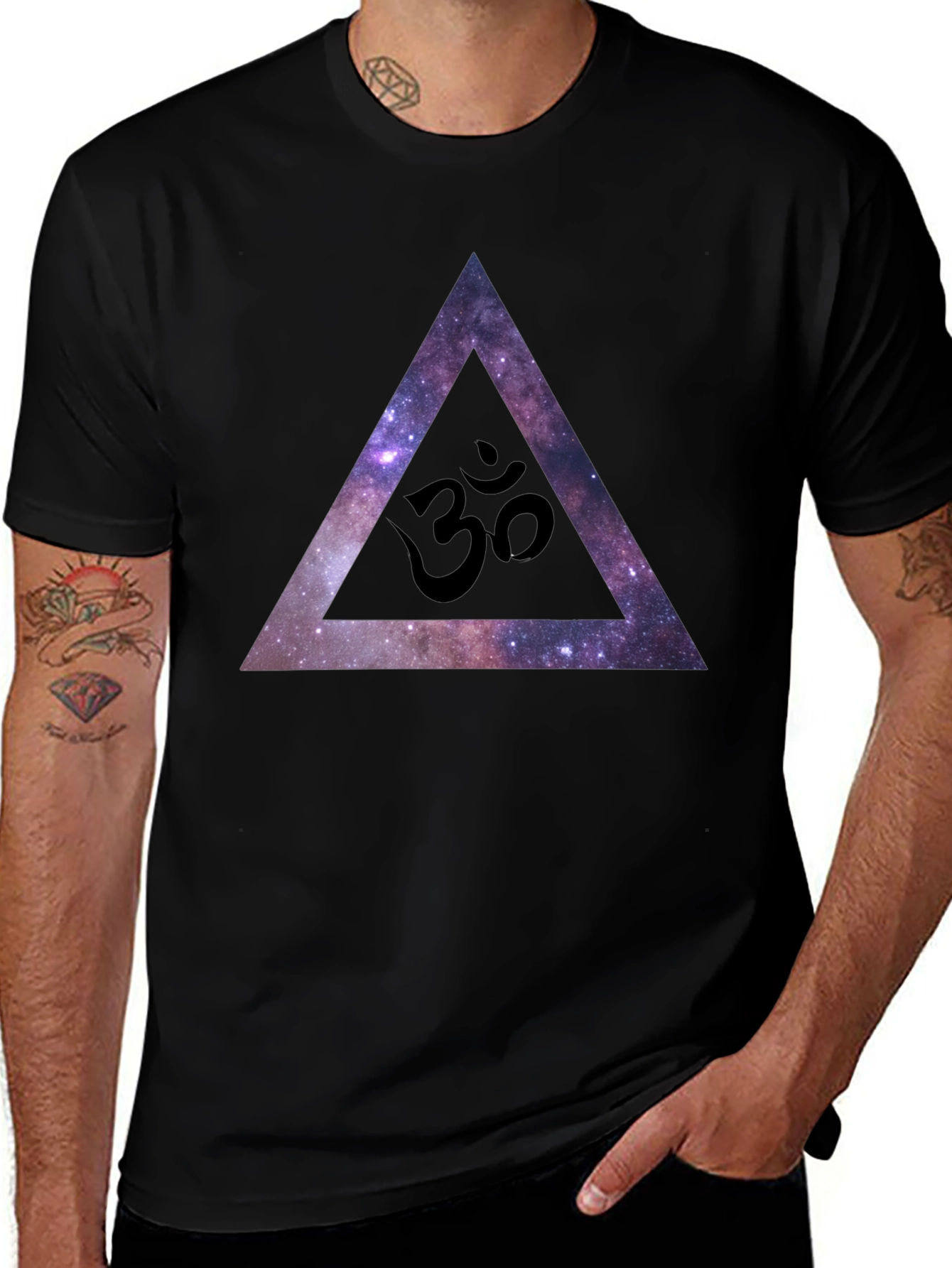 Cosmic Om Triangle Black T-Shirt