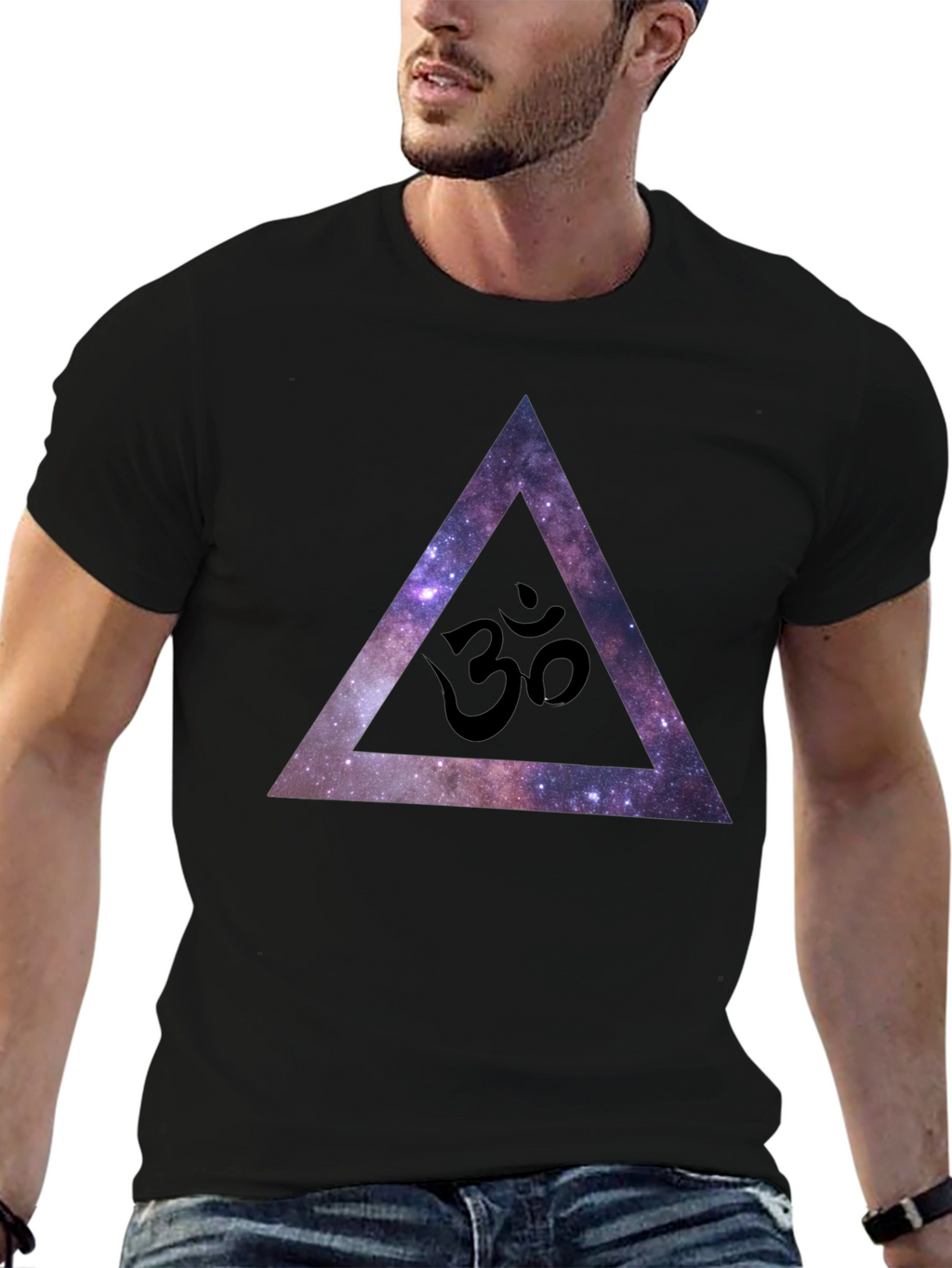 Cosmic Om Triangle Black T-Shirt