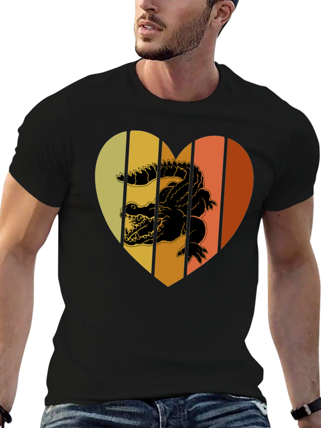 Retro Crocodile Heart T-Shirt