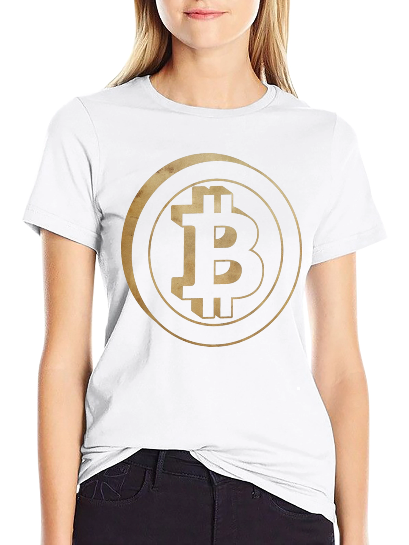Bitcoin Crypto Gold Logo Black Tee