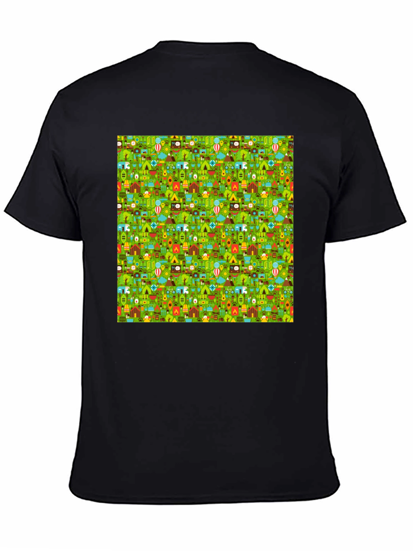 Camping Pattern Crew Neck T-Shirt
